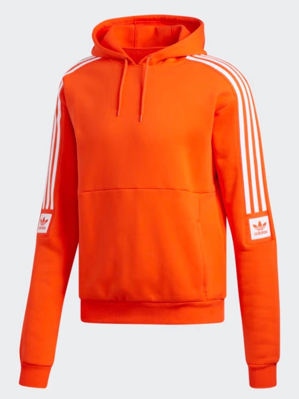 adidas Orange Pullover Hoodie with White Three-Stripes
